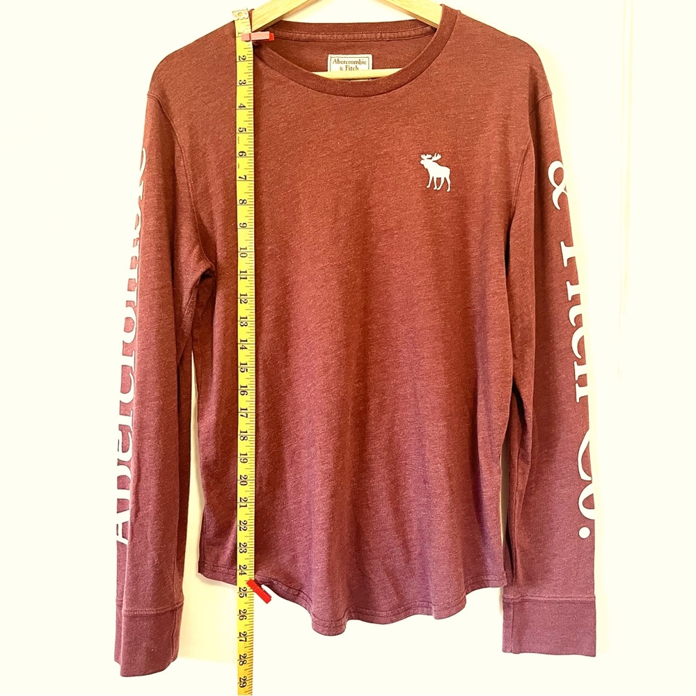 Abercrombie & Fitch Logo Long-sleeve Woman's Shirt | Burgundy - Picture 10 of 10